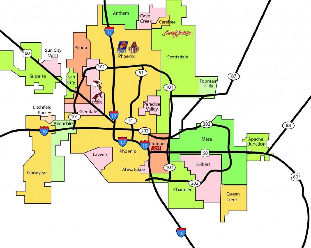 Phoenix metro zonā karte