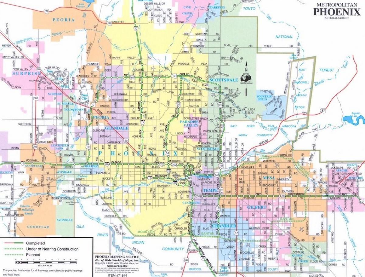 karte Phoenix pilsētu