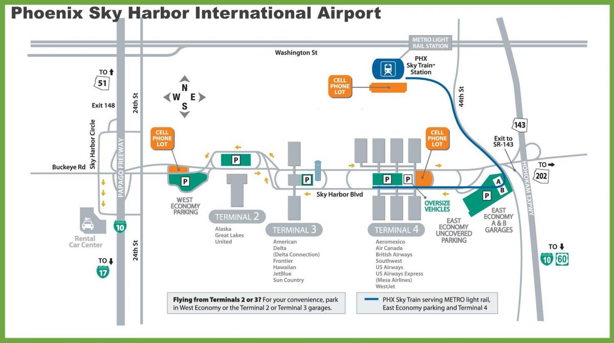 Phoenix lidostas vārtiem karte