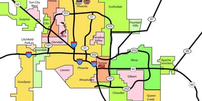 Phoenix metro zonā karte